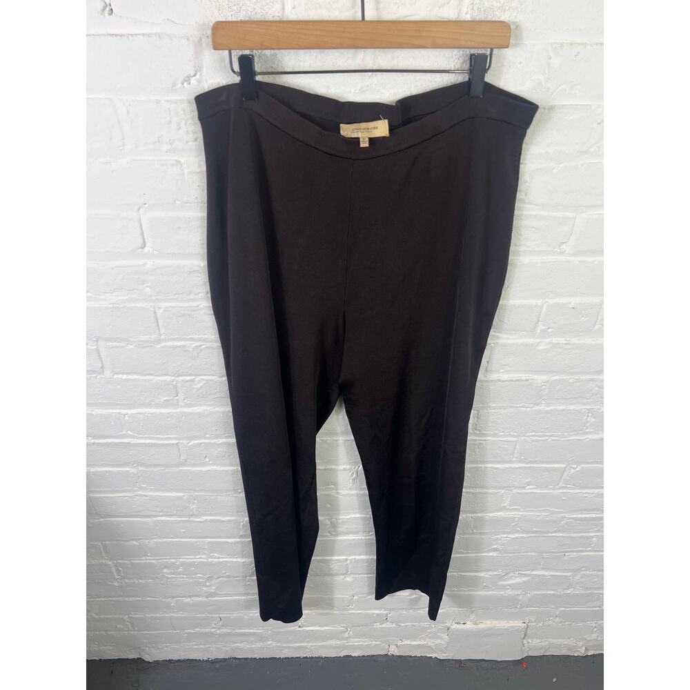 Jones New York Women's Straight Leg Pull-On Pants Stretch Brown Size 2X